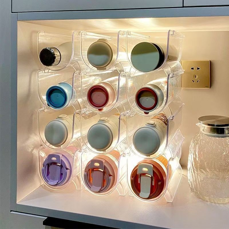 Transfronterizo transparente estante del vino del animal doméstico apilable vino extranjero de plástico estante de exhibición botella de vino estante de almacenamiento de refrigerador