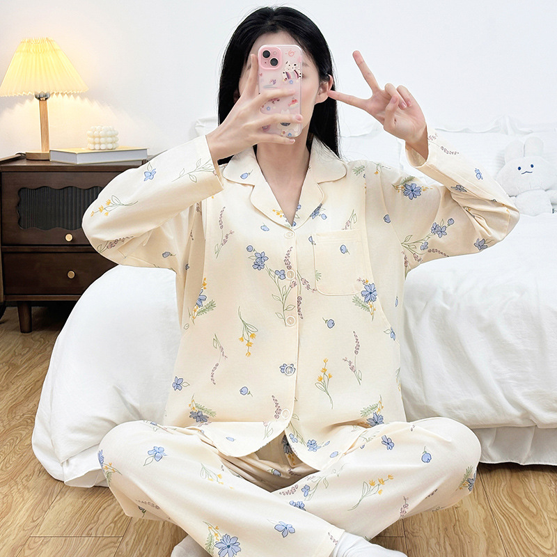 A형 신상 면 산후복 느슨한 순면 수유복 여성 봄 여름 옷 산후 수유복 임산부 정장