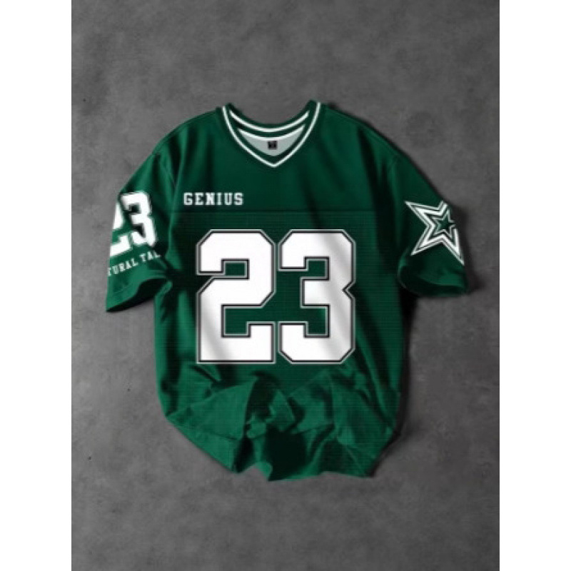 2025 Aliexpress New Harajuku Trendy Digital 23 Printed Men's Shirt Fashionable Casual Collar Comfortable and Loose