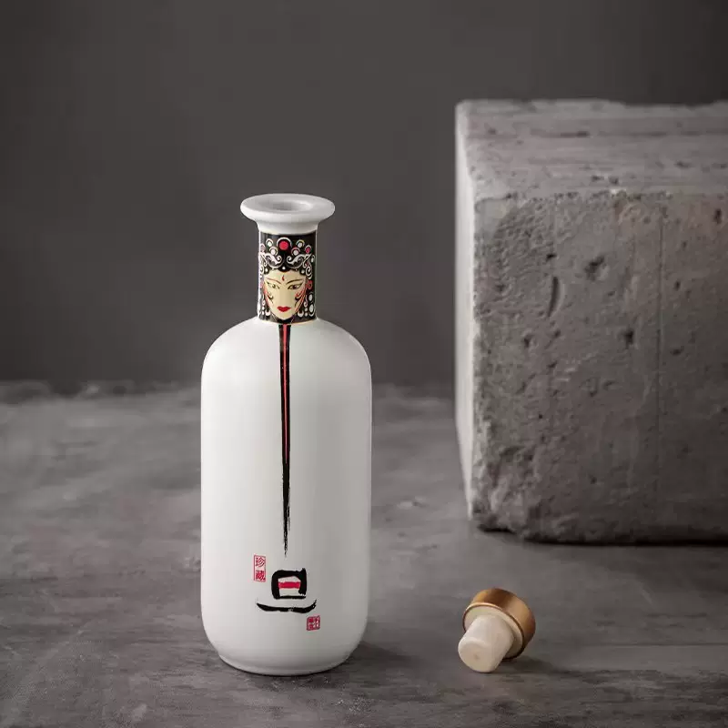 国风经典玻璃白酒瓶一斤装家用酒瓶摆件创意密封不漏白色瓶子空瓶