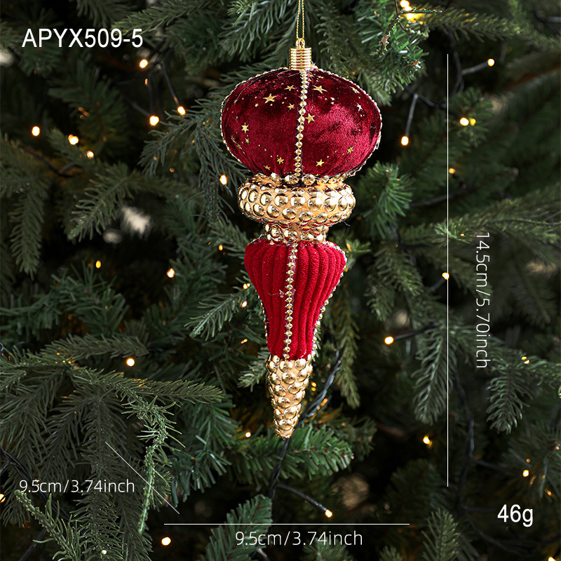 Espuma roja transfronteriza adornos navideños colgantes de árbol de Navidad dorados esquinillas de alta calidad tela de perla decoración de atmósfera