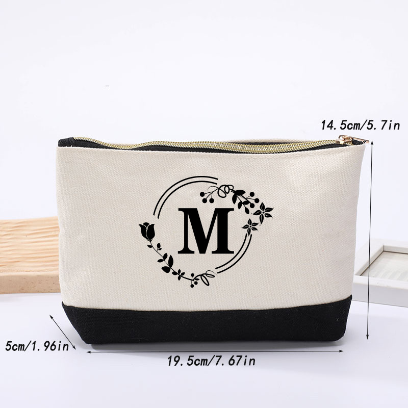 Canvas zipper coin purse, letter printed storage toiletry makeup key bag, phone bag_voghion.com