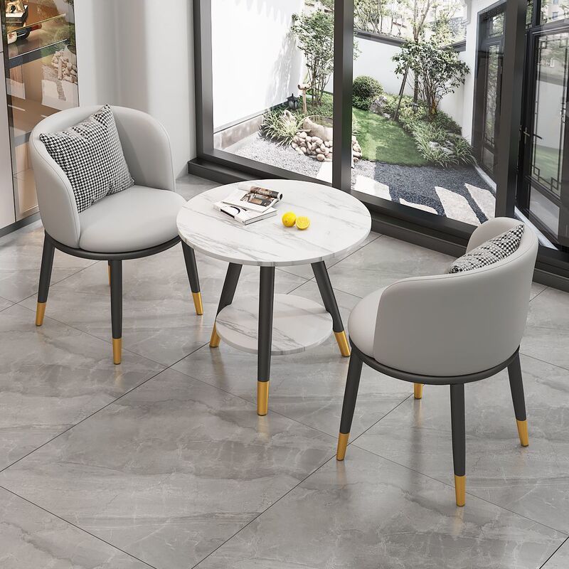 Simple Coffee Table Table for Home Living Room Reception Small Round Table New Balcony Leisure Coffee Table and Chair Soft Bag Stool for Home Use