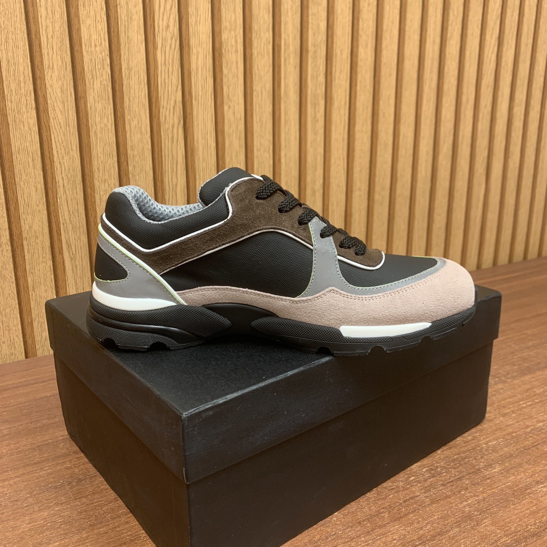 New Autumn/Winter High-End Color-Block Casual Elegant Cowhide Patchwork Women's Shoes Lace-Up Round-Toe Sneakers_vogvips.com