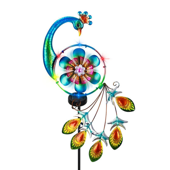 New solar decorative yard atmosphere lamp garden lawn landscape decorative peacock lamp iron windmill floor lamp