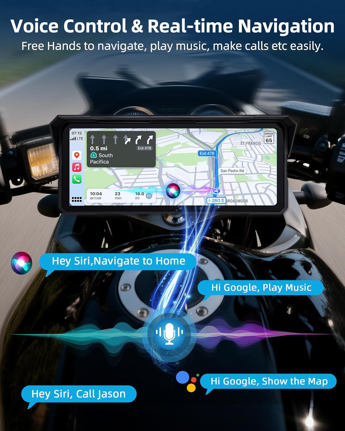Cross-Border 8.1inch Motorcycle Carplay Dual-Lens Dash Cam Wifi Bluetooth Car Navigation Device