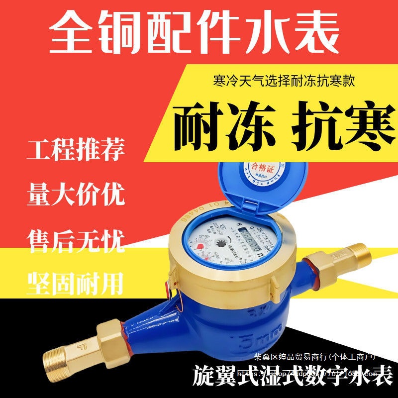 自来水水表国标立式老款出租屋数字4分冷水表家用湿式抗冻高灵敏