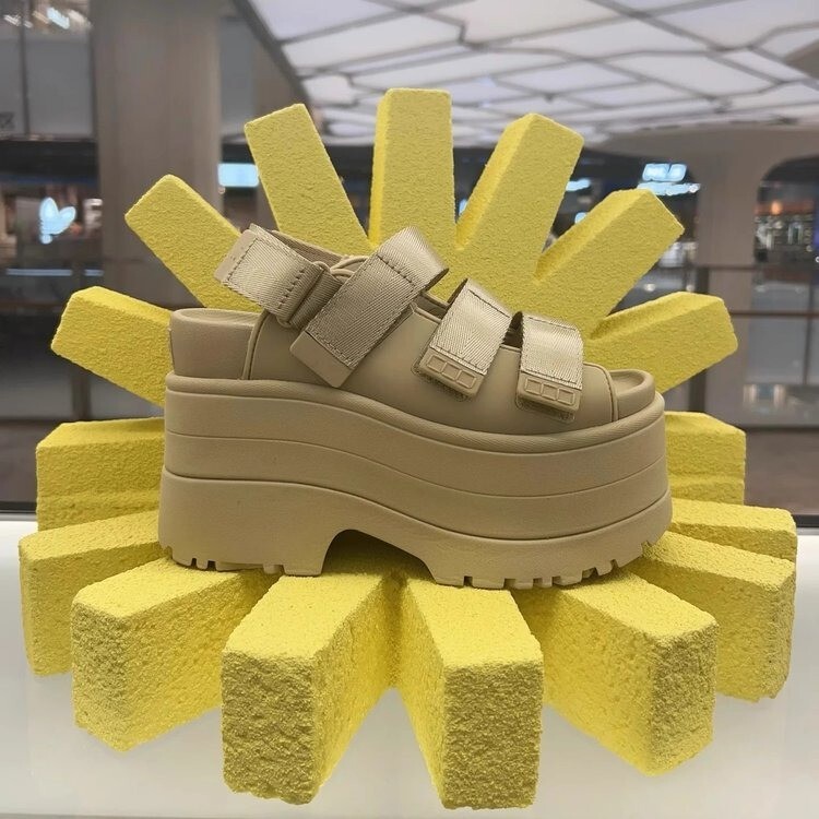 Ug Summer Velcro Dopamine Color Thick-Soled Sandals Women's Strap Sandals Factory Direct Hair Cross-Border Wholesale