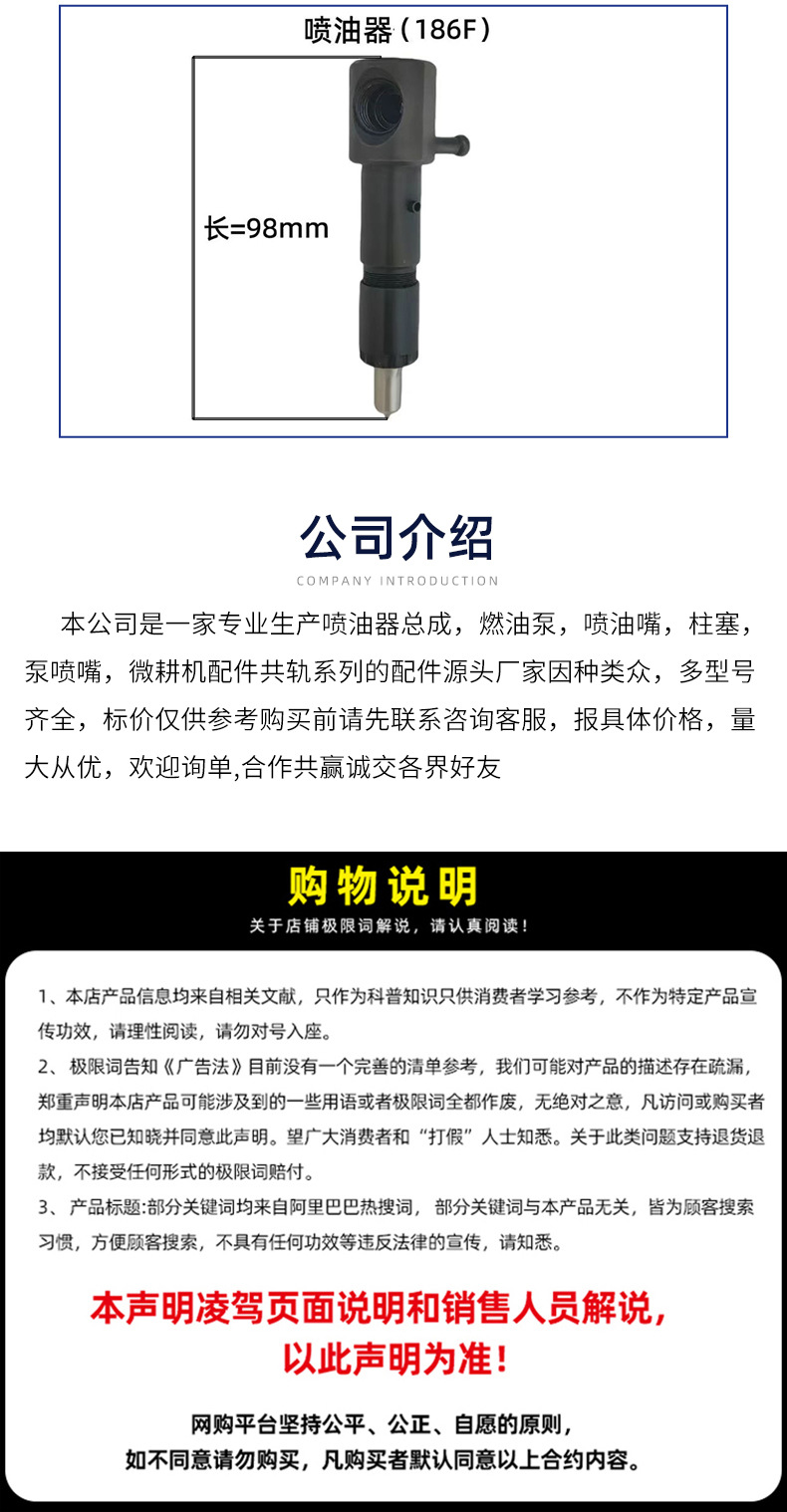 Air-Cooled Diesel Fuel Pump Micro-Tiller Accessories Fuel Injector Assembly 173F178F186Fa192F195 Fuel Pump