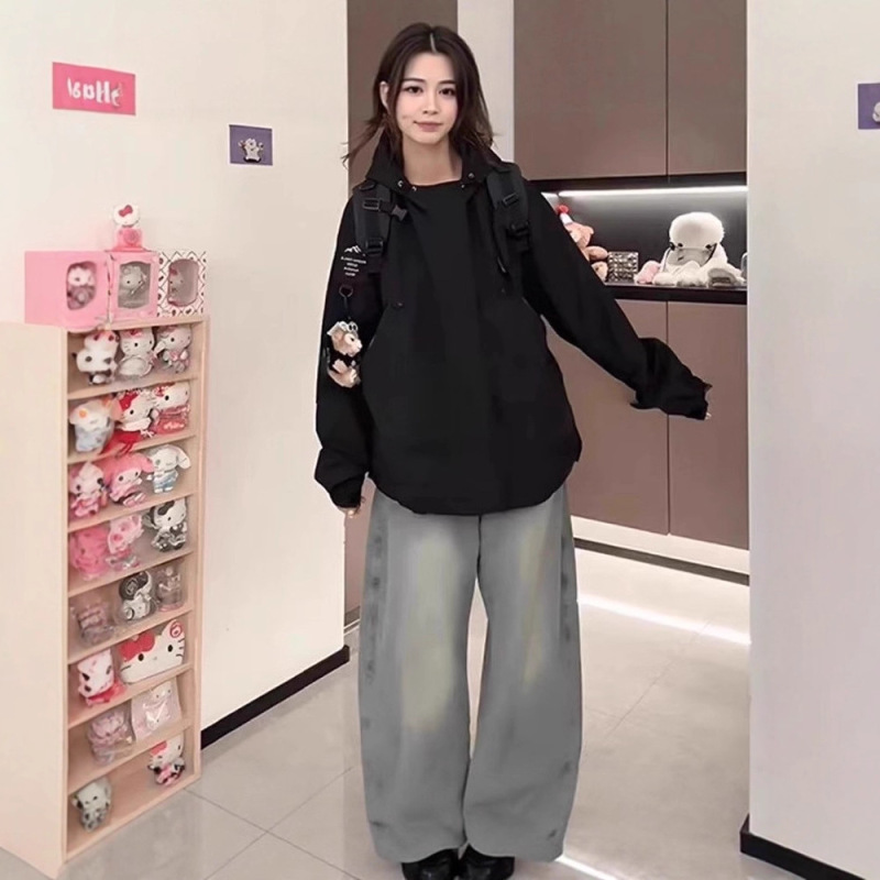 韩系设计感连帽工装外套女2025早秋新款宽松显瘦小个子百搭冲锋衣|undefined