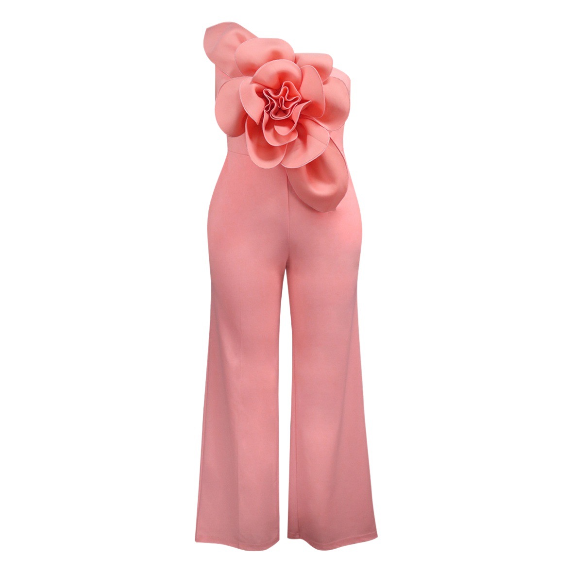 AM030218 mono sin mangas de cuello de un solo hombro transfronterizo de Europa y América moda tridimensional flor mono Jumpsui