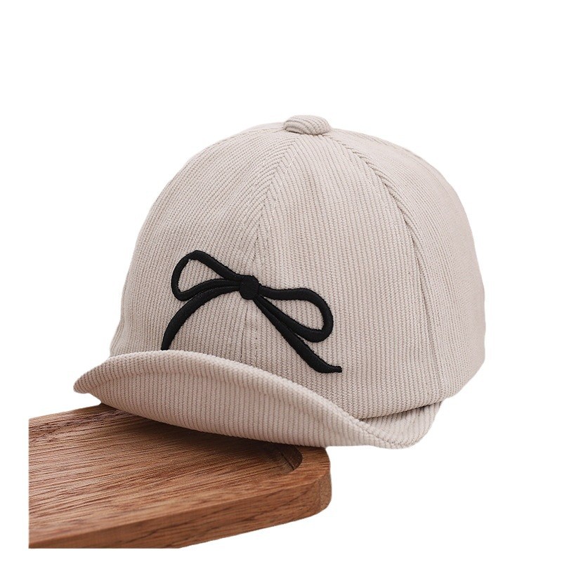 Sombreros para bebés otoño y invierno dulce arco gorra de pato gorra princesa velcro sombrero de béisbol de borde suave