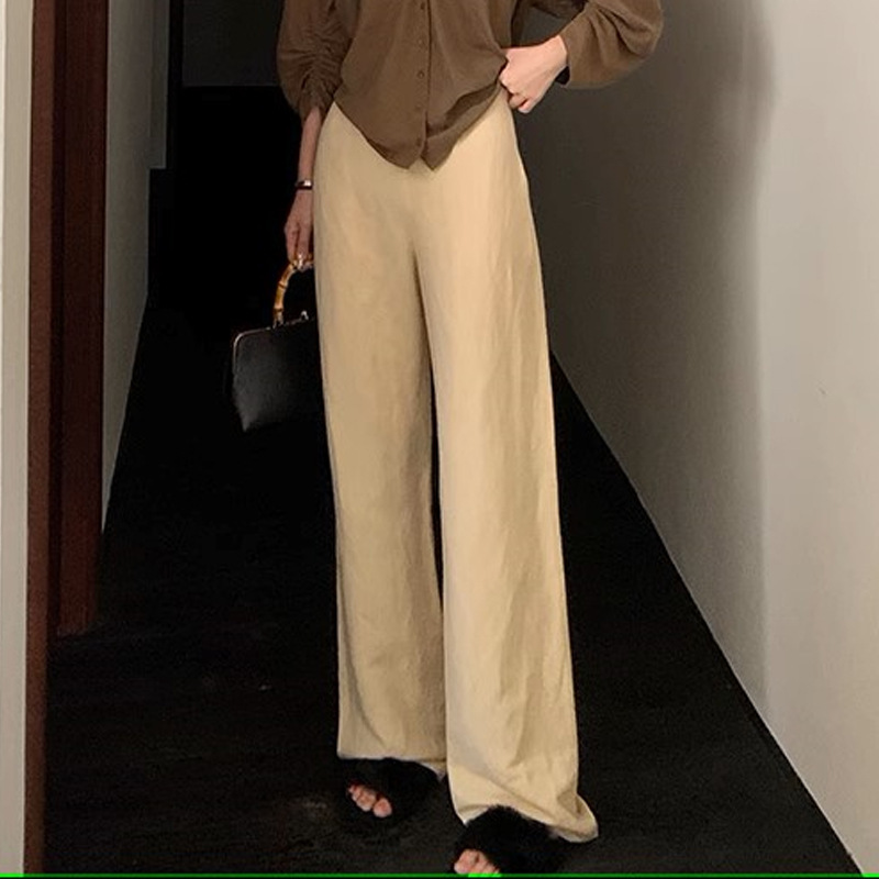 Customer order linen wool ~ Spanish niche texture high waist wide leg pants lazy loose casual trousers