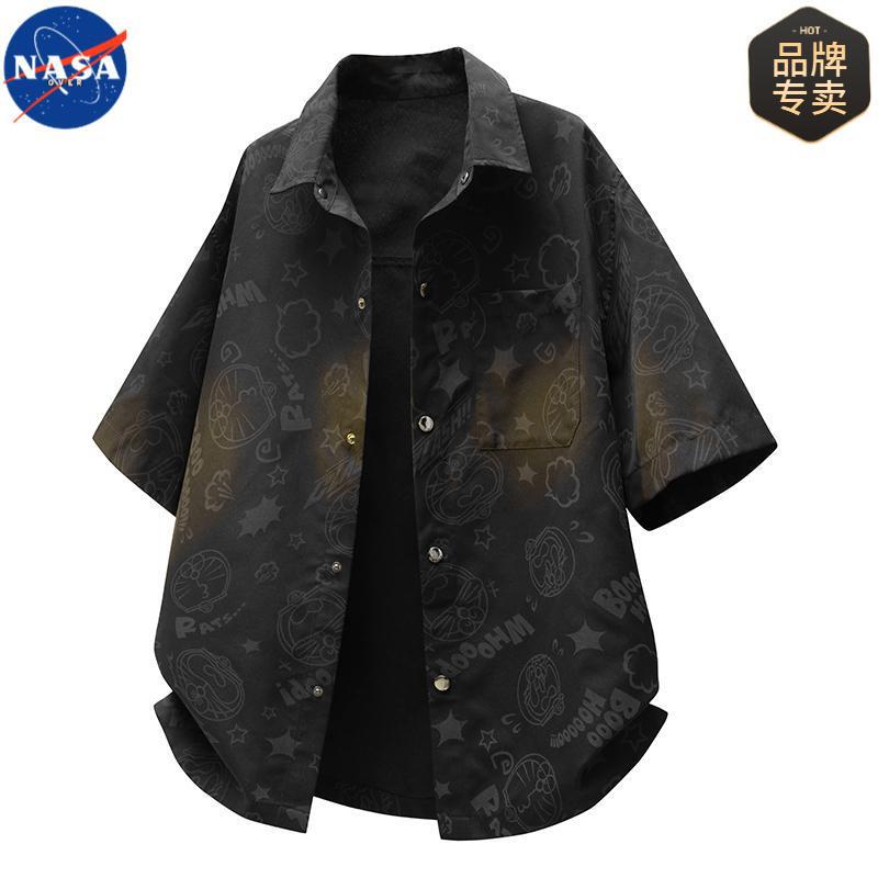 Nasaover Summer Full Print Graffiti Handsome Shirt Men's Casual Loose Trendyy Short-Sleeved Design Shirt Nasaover Summer Full Print Graffiti Handsome Shirt Men's Casual Loose Trendyy Short-Sleeved Design Shirt