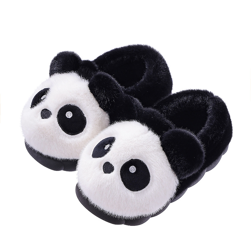 Zapatillas de algodón para mujeres otoño y invierno 2025 nuevo interior hogar calentamiento peluche panda zapatillas domésticas para hombres invierno