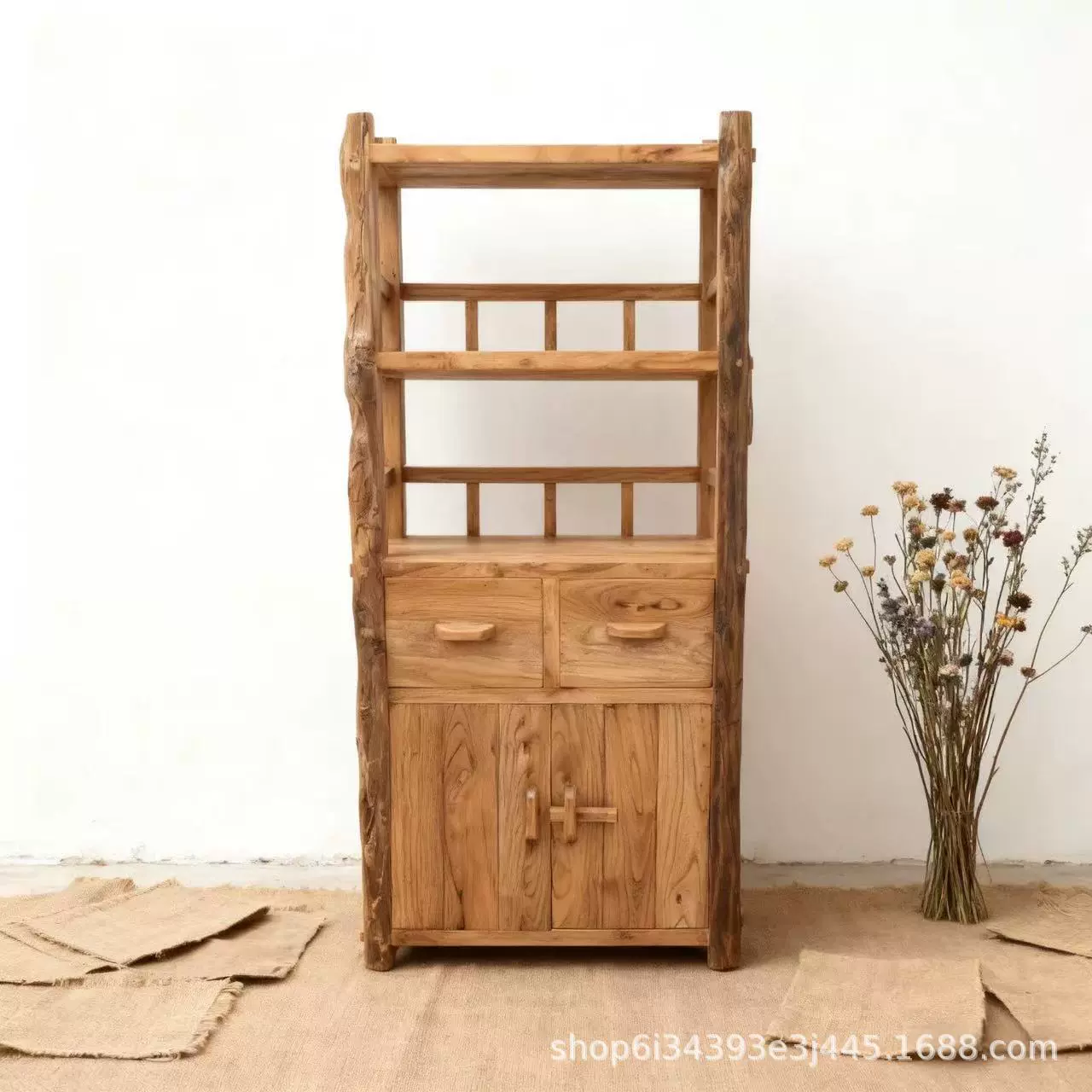 原木博古架客厅隔断茶叶架小户型书架简约展示架书房博古架