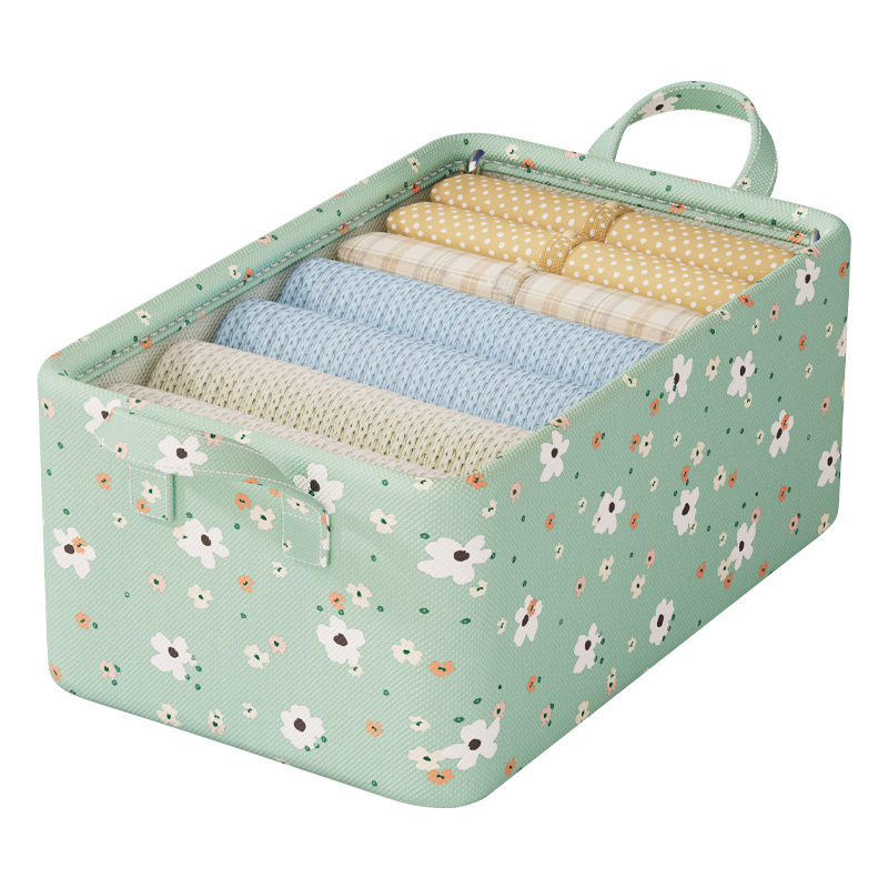 Pequeña caja de almacenamiento de flores canasta de almacenamiento de ropa hogar sala de estar dormitorio caja de almacenamiento ropa pantalones Almacenamiento de tela caja de almacenamiento