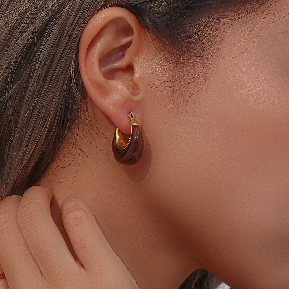 Fashion Geometric Stainless Steel Plating Earrings 1 Pair