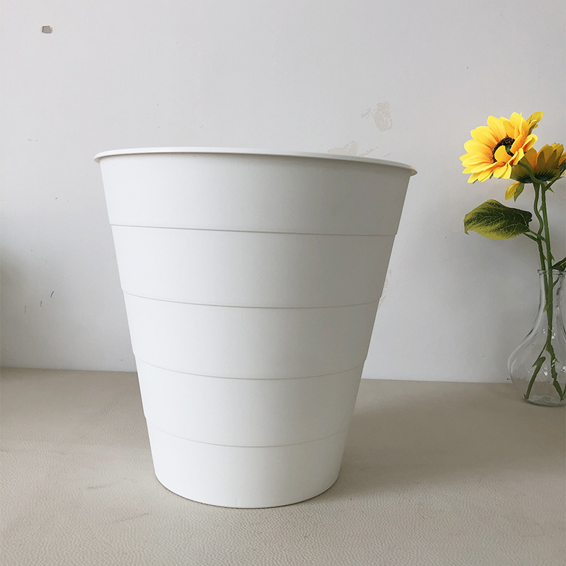 Household Finnis Trash Can Plastic Uncovered Bucket Household Office Living Room Trash Basket Bathroom Sanitary Bucket Trash Basket