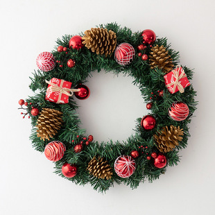 Nuchi Cross-Border Christmas 45cm Gift Bag Christmas Wreath Door Hanging 25/35cm Rattan Ring Christmas Decoration Hangings