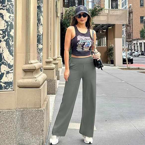 Amazon G4Free Yoga Pants Women's Wide Leg Pants with Pockets High Waist Stretch Dress Casual Sports Pants