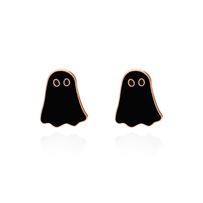 クロスボーダー新面白いハロウィンシリーズ白黒ゴーストペンダントネックレスイヤリングかわいいシンプルなネックレスイヤリング|undefined