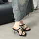 2024 Spring/Summer New Fashionable Slim Heel Sandals with Simplified One Word Display Leg Length and Open Toe High Heels