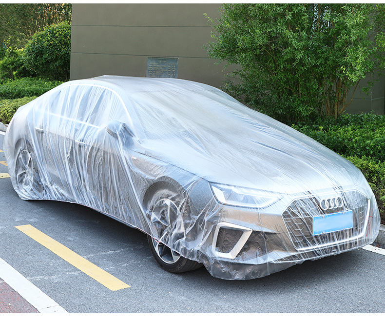 Car Disposable Car Cover Full Transparent Plastic Film Protective Car Cover Dust-proof Car Maintenance Disposable Car Cover