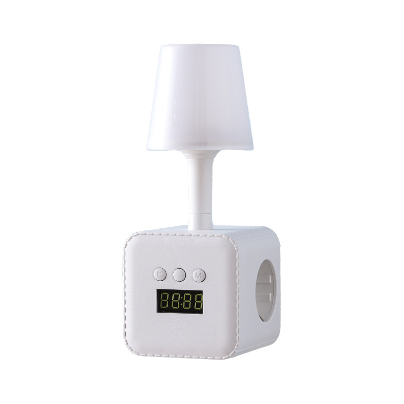 European Standard USB Cube Socket With Night Light/time Display/converter, Compact Multi-functional Power Strip For Home_voghion.com