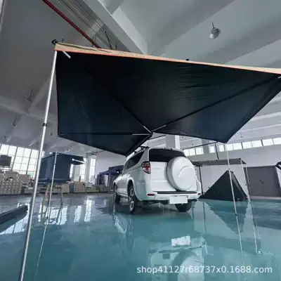 Fan-Shaped Canopy Car Tent 270-Degree Rainproof and Sunproof Quick-Opening Black-Coated Aluminum Alloy Outdoor Side Tent (Avtomobil yan çətirləri) - khaki-vinyl-270-degree-fan-shaped-radius-2m
