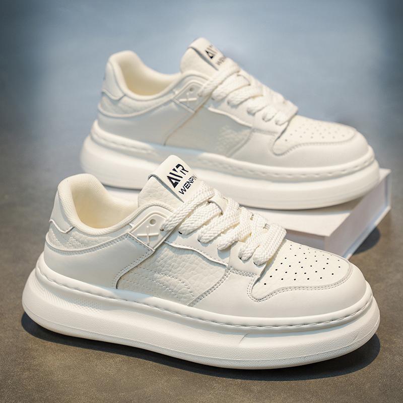 2026 Sneakers Spring and Autumn White Casual Shoes New Genuine Leather Versatile Trendy Shoes Student Dad Shoes Men's Style