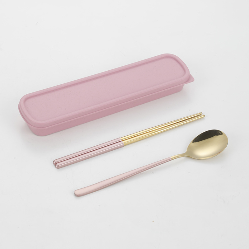 304 vajilla de acero inoxidable cuchara coreana tenedor palillos estudiante portátil conjunto de tres piezas traje creativo regalo puede ser logotipo personalizado