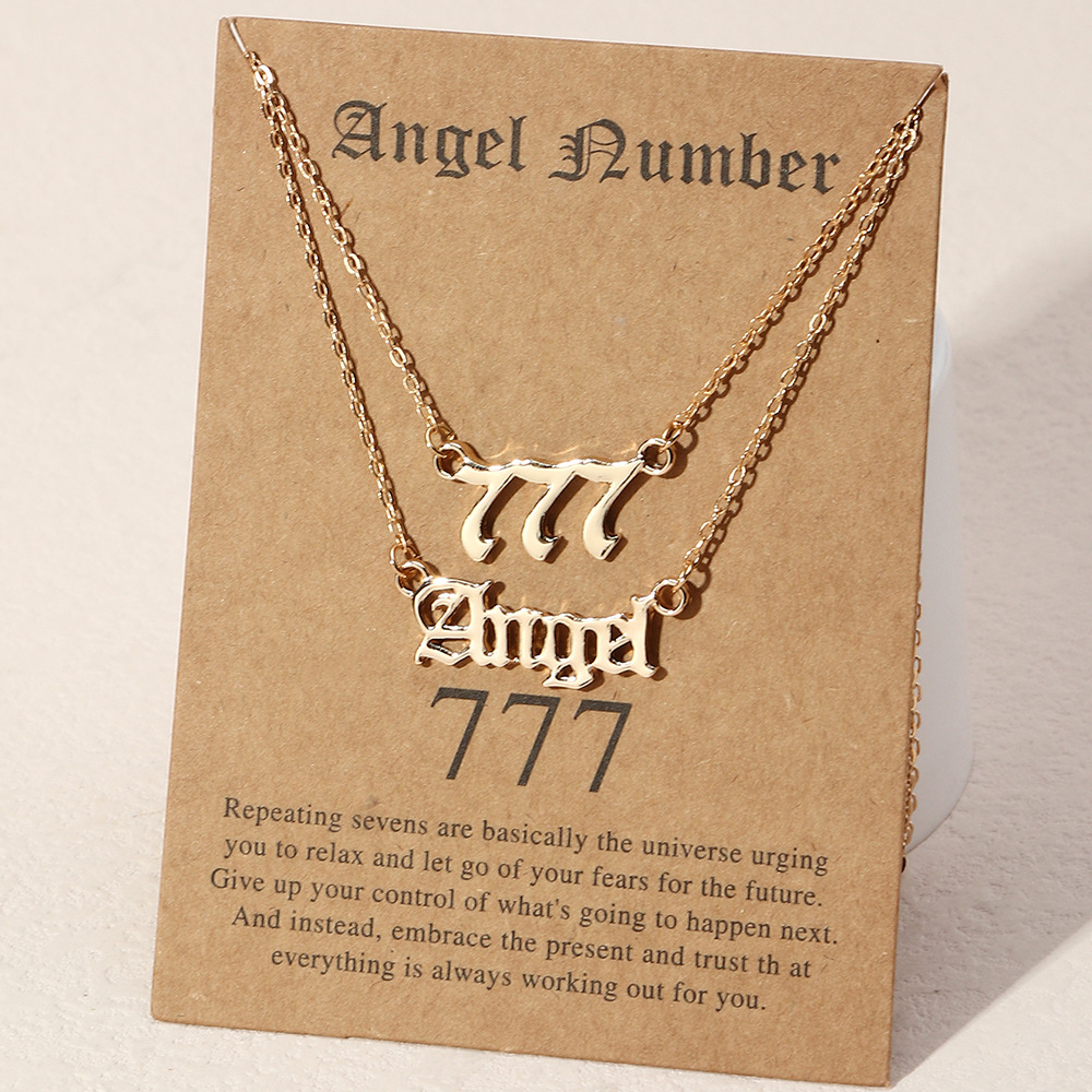 Angel Lucky Number Angel Letter Necklace 2 Pieces display picture 2