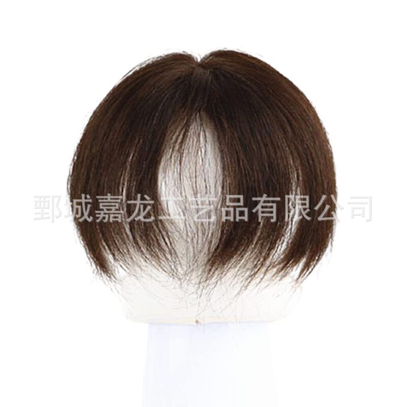 Real hair top light clip bangs middle part straight hair piece suitable for mild hair loss
