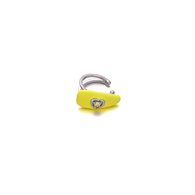 Japón y Corea del Sur dopamina color esmalte frío nicho de diseño original amor incrustado zircon diseño sin agujeros de orejas clip de hueso de orejas
