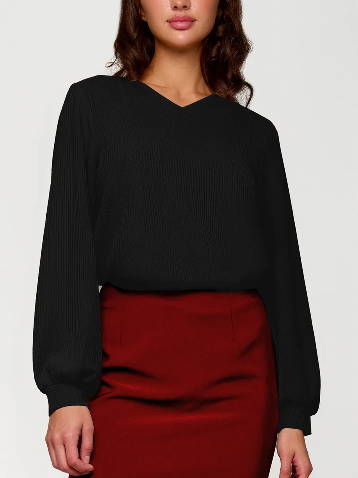 Comercio extranjero ropa de mujer transfronteriza Rusia explosión otoño invierno camisetas de punto de color sólido al por mayor fabricantes de camisetas de punto suéter de cuello en V mujeres