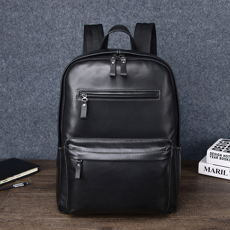 Mochila de negocios para hombres, moda, bolsos casuales para hombres, bolsos de piel de vaca de alto nivel, bolsos de hombre, mochila de tendencia ligera.
