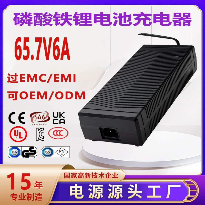 Зарядное устройство 65.7V6A сертифицированное UL PSE CE 3C мощное без вентилятора EMC железо литий зарядное устройство