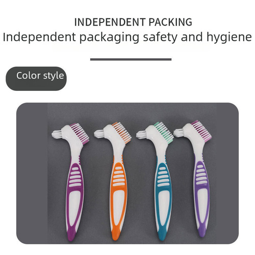 Denture Toothbrush, Dual-Headed Cleaning Brush for Partial Dentures, Clear Aligners & Orthodontic Retainers – 1-Piece De-scaling Brush