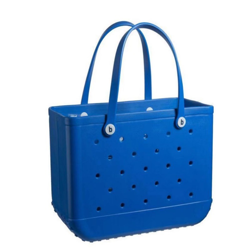 En stock EVA bolsa de playa moda al aire libre impresión agujero bolso de almacenamiento bolsa grande de las mujeres cesta Satchel