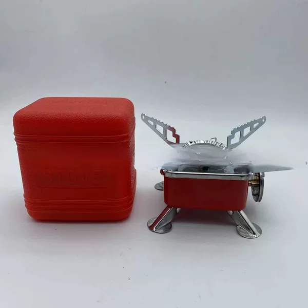Outdoor Cassette Stove for Barbecue, Foldable Mini Square Stove, Palm-Sized Stove with Screw-On Long Tube, Lightweight Cassette Gas Stove