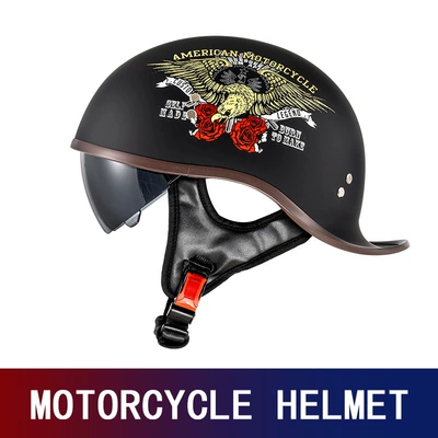 Motosiklet kaskı (dəbilqə) – Amazon and AliExpress: men's retro motorcycle - 007-flying-eagle-with-black-lenses-m
