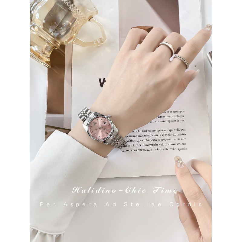 Empress of the West Same Style Women's Watch White Moonlight Crushed Ice Powder Light Luxury Niche Women's Waterproof Watch Gift for Girls
