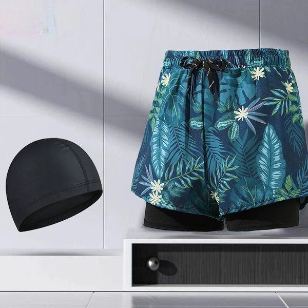 Green leaves (swimming trunks➕swimming cap)