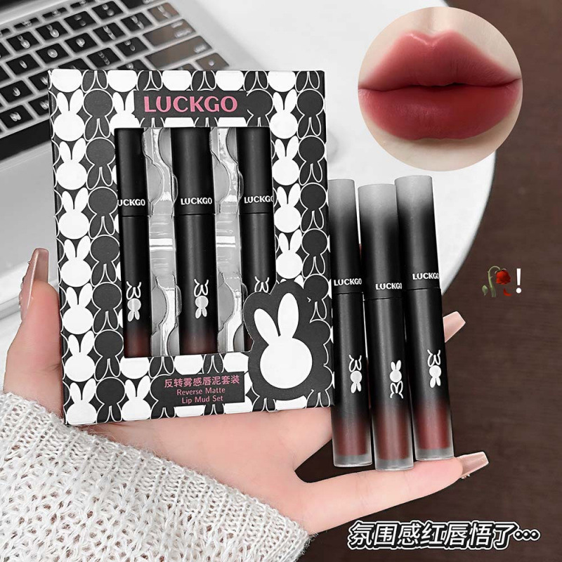 LUCKGO reversión de niebla lipstick set, lipstick brillante, niebla de terciopelo, brillo labial blanco, lipstick barato para estudiantes