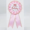 Gold edge ribbon badge IT'S MY Birthday*medium pink