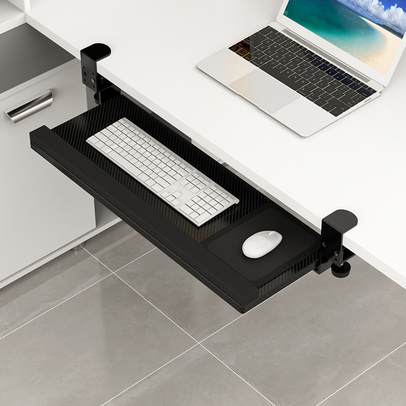 Keyboard Tray Punch-free Keyboard Rack Slide Rail Under-table Drawer Add-on Bracket Computer Desktop Telescopic Mouse Tray