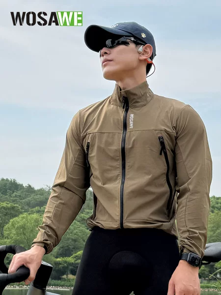 Wosawe Spring and Summer Road Cycling Windbreaker Jacket, Windproof and Water-Repellent Long-Sleeved Cycling Clothing for Men and Women