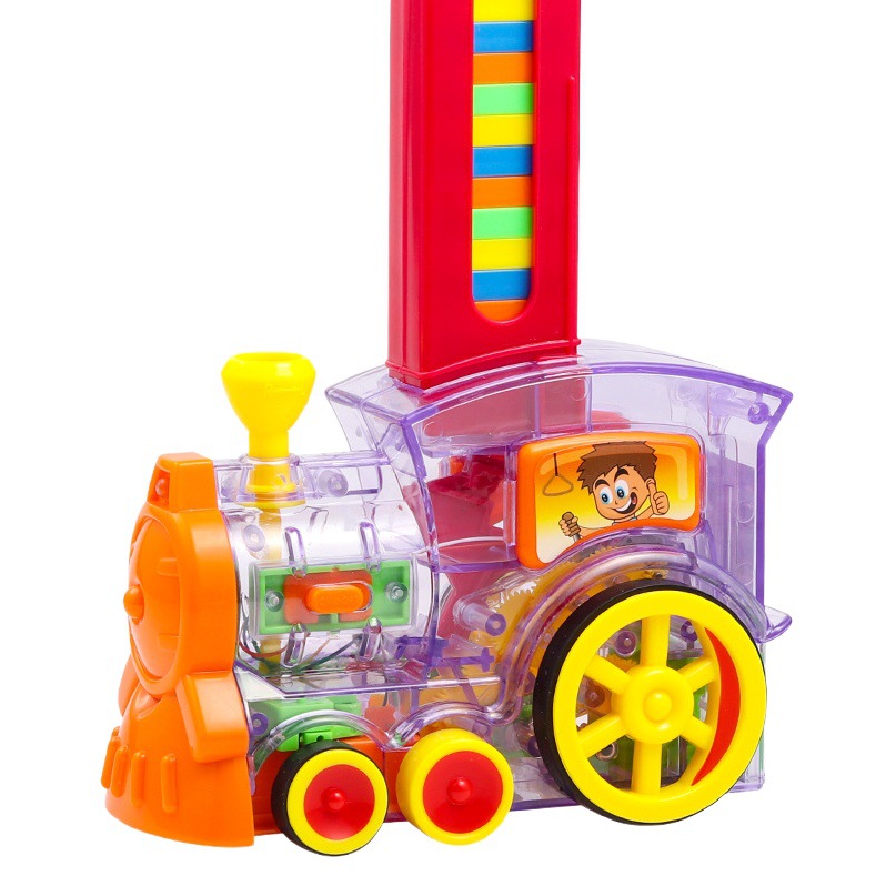 Domino automatic licensing small train put building blocks electric cars children's educational toys cross-border wholesale