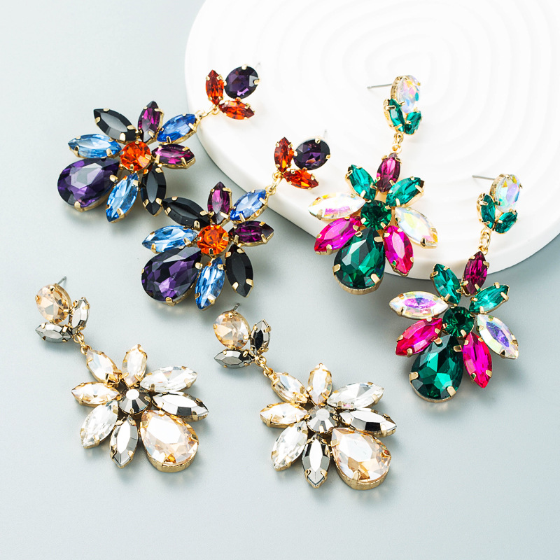 Earrings Classification Fashion Water Droplets Alloy Inlay Glass Earrings